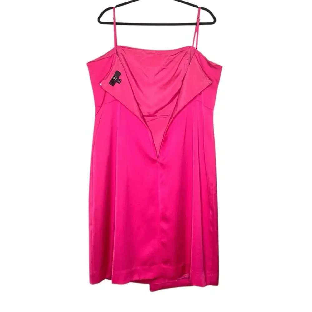 J. Crew 365 Foldover Satin-Back Crepe Dress Size 16 Pink Strappy Feminine Party